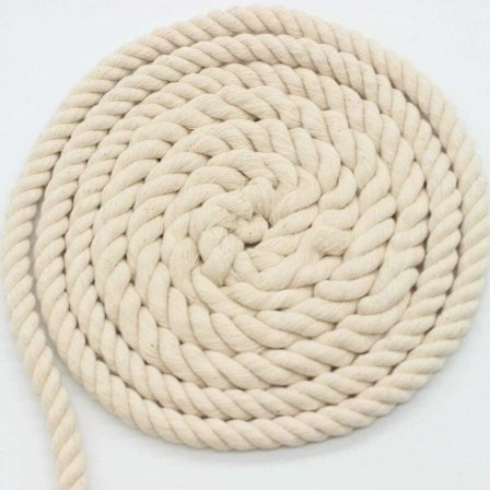 100% Bomull Tvunnet Mykt Tau for Makramé, Strikking, Veggdekorasjoner, Håndverk - 10m x 10mm