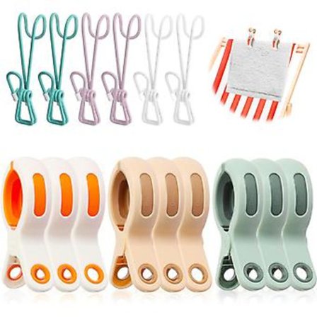 Strandhandduksklämmor - 9 Stora Klämmor med 6 Klädhängare för Solstolar