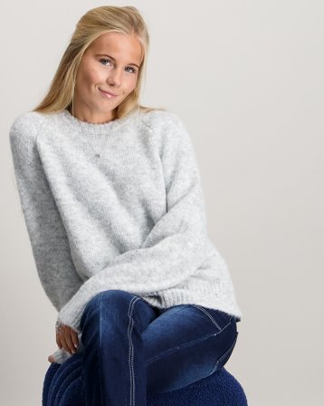 LMTD NLFBULLO LS SHORT KNIT Gris Pulls Fille - Kids Brand Store