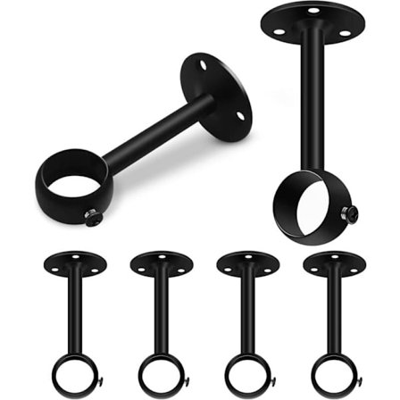 Gardinstångsfäste för tak, svart - 25 mm - Kraftig metall - För garderobstång, klädstång, takfäste för gardin i rostfritt stål