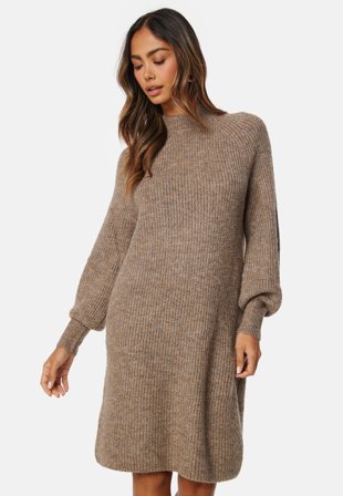 Pieces Natalee LS O-Neck Knit Dress Fossil Klær