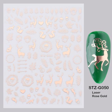 1 pakke jule neglkunst klistremerker selvklebende rosegull vinterferie Ch