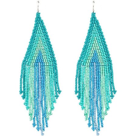 Långa pärlörhängen med hängen - Bohemiska handgjorda franskörhängen med fransar för kvinnor och flickor, stora statement-örhängen med pärlor