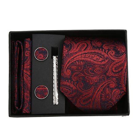 5 stk. Slipssett for menn, formell forretningsbekledning, bryllupsdress, smoking, slips, gaveeske, dekorasjon