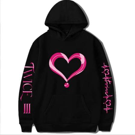 Kpop Twice 4:e Världsturné III Casual Tracksuit Damtröja Huvtröja black M