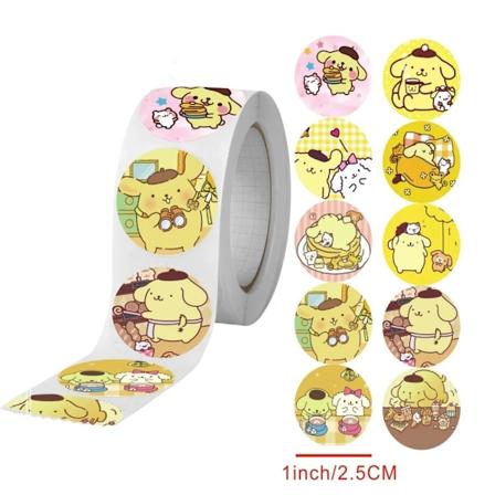 500 stk. / rulle Sanrio klistermærker søde telefon etui kawaii bærbar hud diy dekorere kunstmateriale journaling brevpapir Pompom purin