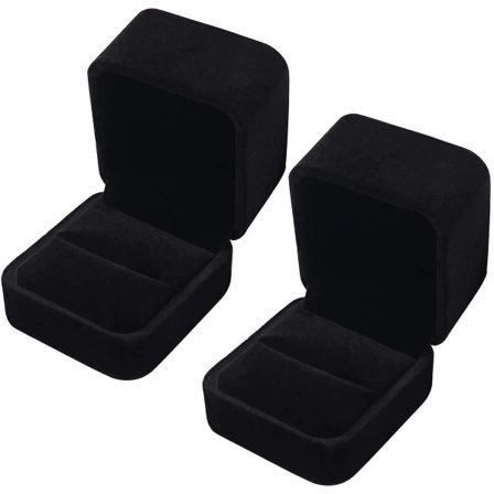 2 stk Elegante Etuier Sammetsringboks for Forlovelsesring, Enkel Sammetsring Gaveesker Klassisk Smykkeskrin