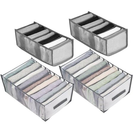 4-pack Vikbara Nätförvaringslådor Garderobsorganisatör för Jeans,