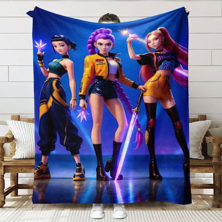 Huntrix K-Pop Tryckt Filt | Flanellpläd för Soffa & Säng (Anime Tema)]SNT059]150+130cm