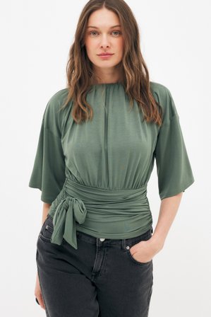 NA-KD Marked Waist Tie Top - Tank tops - Grøn - L