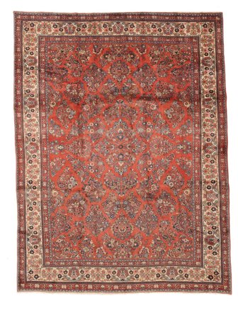 Hand Knotted Sarouk Fine Rug 250X335 Wool Dark Red/Brown Large