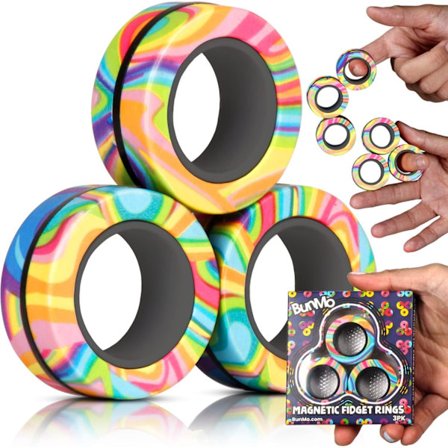 Fidget-lelut aikuisille - Magneettiset fidget-renkaat - Pyöritä, yhdistä ja leiki - Koukuttava fidget-lelu pojille ja tytöille