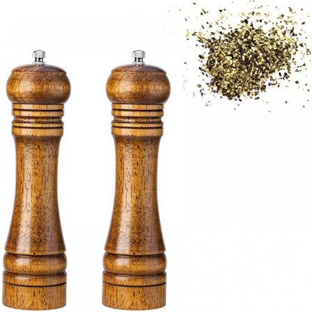 ING Salt- og peberkværnsæt - Salt- og peberkrydderi - 22 cm 2-delt sæt - Træ