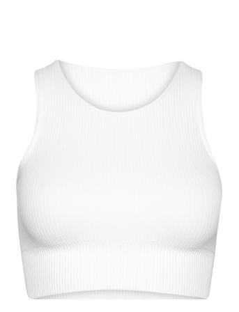 White Ribbed Seamless Crop Top Lingerie Bras & Tops Sports Bras - ALL Hvit AIM'N
