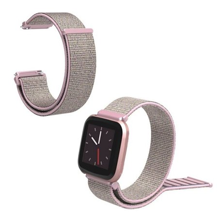 Fitbit Versa Lite Kardborrband klockarmband - Grå / Rosa