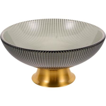 Glasfruktfat med guldsockel, randig fruktkorg, köksbänksorganisatör, dekorativ sockelskål, 6 tum