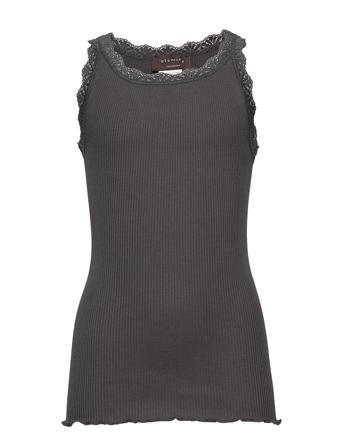 Silk Top W/ Lace T-shirts Sleeveless Grå Rosemunde Kids*Betinget Tilbud