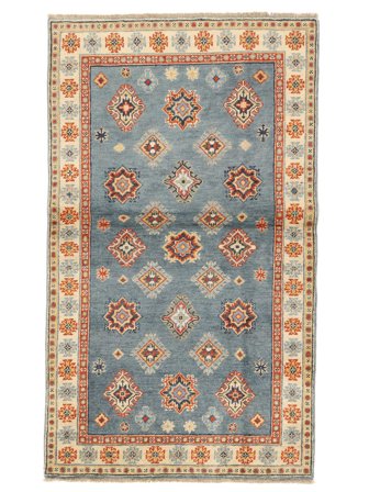 Handknuten Kazak Fine Matta 88X158 Mörkgrå/Beige
