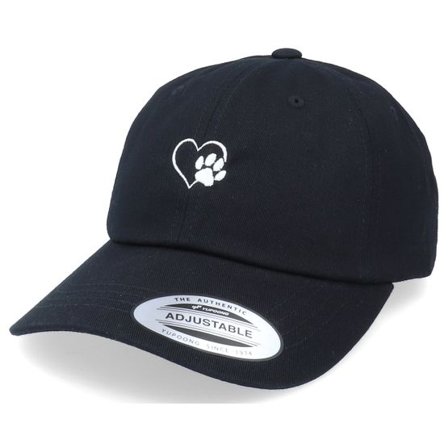Iconic - Svart unconstructed Keps - Love Animals Paw Black Dad Cap @ Hatstore