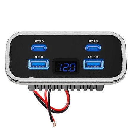 4 Porte 12V RV USB Udtag Dobbelt PD3.0 Type-C Hurtig Opladning & QC3.0 Panel