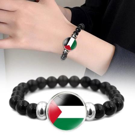 Palestiinan ajan jalokivilippurannekoru miehille ja naisille mustat helmet