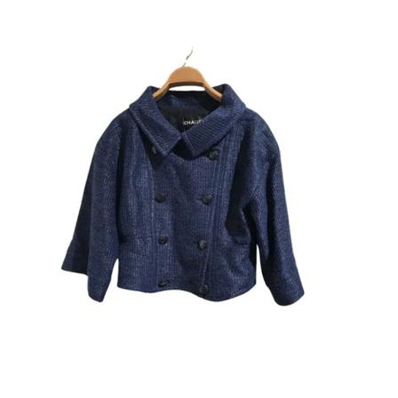 Chanel Vintage Pre-owned Stof overtj Blå, Dame Vintage Jakker