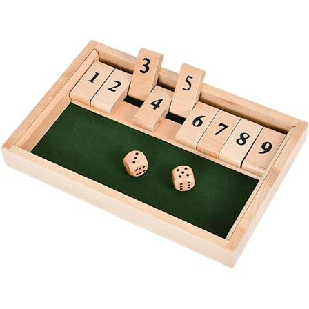 Sulje laatikko -peli, klassinen noppapelitoiminta, puinen pöytäpeli, matkapeli, opettavainen noppapeli lapsille - 2 pelaajaa