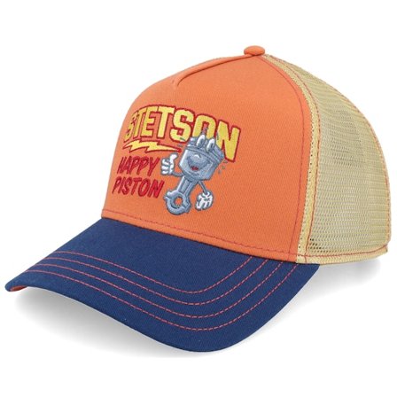 Stetson - Oransje trucker Caps - Piston Navy/Burned Orange A-Frame Trucker @ Hatstore