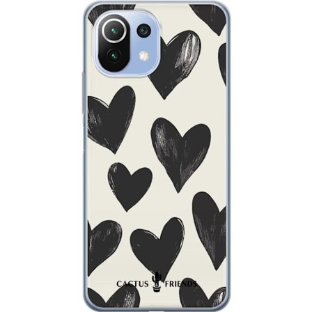 Kompatibelt Mobilskal till Xiaomi Xiaomi Mi 11 Lite Cactus and Friends - Bold Black Love Pattern