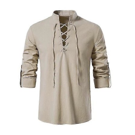 Herr Henry Skjorta Långärmad Bomull Linne Casual Ståkrage