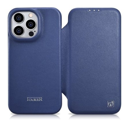 iCarer CE Premium Magnetic Folio Case for iPhone 14 Pro Leather MagSafe Blue (WMI14220714-BU)