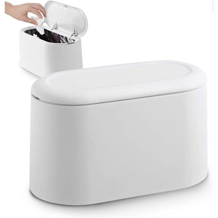 Bordskiva Papperskorg med Lock, Mini Skrivbord Avfallskorg Återvinningskorg, Smink Penselhink, Återvinning för Kontor, Badrum, Hem, Förvaring