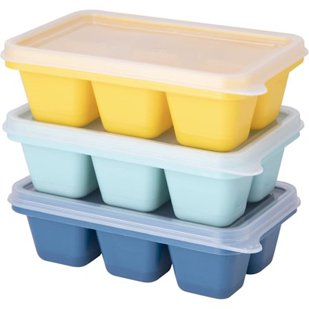 3-pack Mini Isbitsformar, Silikonformar med Lätt Släpp och Avtagbara Lock, Perfekt för Drycker, Frys