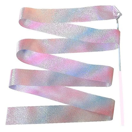 2m Blinkende Stjerne Gym-Bånd Dansebånd Rhythmisk Kunst Gymnastik Ballet Streamer Svingende Stang Regnbuepinne