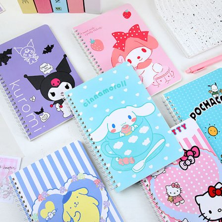 Oceansett med 6 søte dyre-rullende notatbøker A5 Notisblokk Student Nei