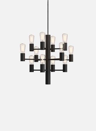 Manola mini lysekrone 12-lys - sort