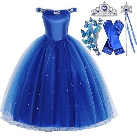 Askepottkjole skjørt Halloween Cosplay kostyme Barn Jenter Festkjole Lang kjole Ornamenter - Perfet Dress kit 03 120cm