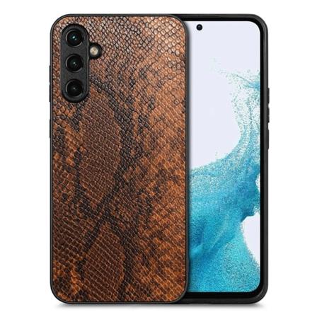 SKALO Samsung A54 5G Snakeskin PU-nahka hybridi Suojakuori - Rus Brown