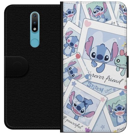 Yhteensopiva Lompakkokotelo Nokia 2.4 Unelmoivat pilvet vaaleanpunaisina, lila ja sinisen sävyissä, kimaltelevine tähtineen ja pehmeän satumaisen tunn