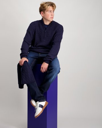 Grunt GRTerrase LS Cable Half Zip Knit Blå Genser Gutt - Kids Brand Store