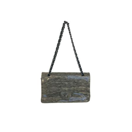 Chanel Vintage Pre-owned Medium Classic FlapTas Stripes Limited Edition , Grijs , Dames , Maat: ONE Size Vintage Tassen