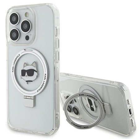 Karl Lagerfeld KLHMP15LHMRSCHH iPhone 15 Pro 6,1" Hardcase Ringstativ Choupette MagSafe Hvit/Hvit