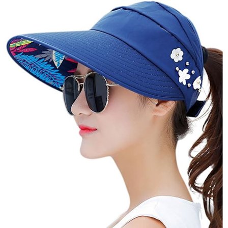 Solhat til kvinder med bred skygge, UV-beskyttelse, blød strandvisir