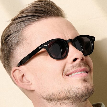 Schwarz runde polarisierte Hornrand Sonnenbrille für Männer - Polarisierte Sonnenbrillen