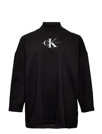 Plus Archival Monologo Mock Neck Sweat-shirt Genser Svart Calvin Klein Jeans