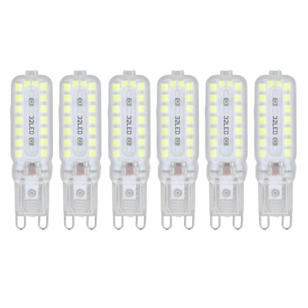 6 stk. G9 LED-pærer 7W Dimbar 360 graders belysning Erstatningspære for vegg-, skrivebords- og skaplampe Hvitt lys 220-240V