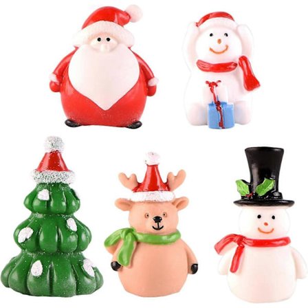 AURA 5 stk. Jule Akvarium Ornament, Jule Akvarium Dekoration, Harpiks Juletræ Julemand Elg Snemand Dekor, Julelandskabsdekor [DB]
