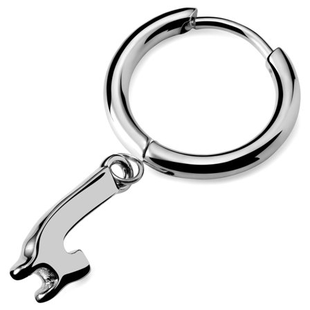 Fahrenheit | Stalowy topiący się kolczyk z literą J dla mężczyzn - Kolczyki kółeczka z zawieszką