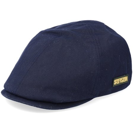 Stetson - Blauw flatcap Cap - Duck Cap Vintage Wax Flat Cap @ Hatstore