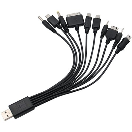 1 stk. 10 i 1 multifunktionel oplader USB-kabler til iPod Motorola Nokia Samsung Lg Sony Ericsson forbrugerelektronik datakabler